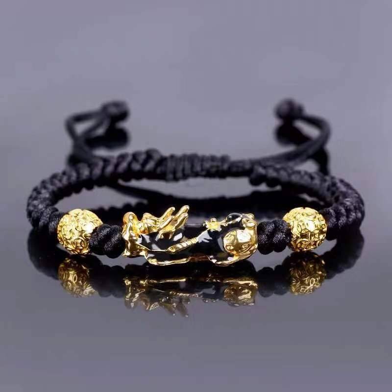 Buddhism Obsidian Stone Beaded Bracelet