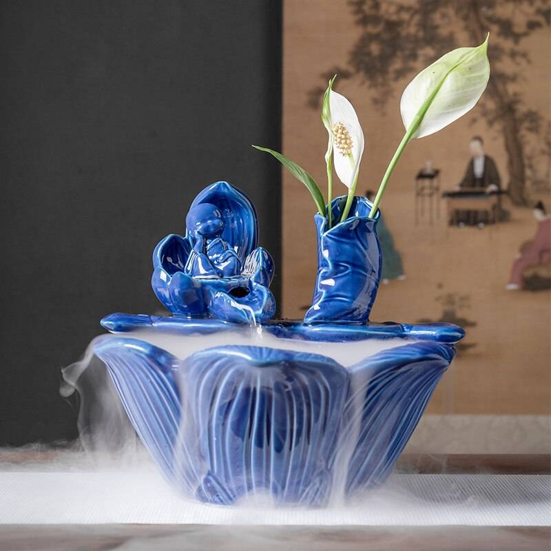 Chinese Zen Feng Shui Ceramic Indoor Water Fountain