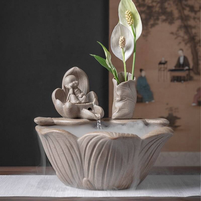 Chinese Zen Feng Shui Ceramic Indoor Water Fountain