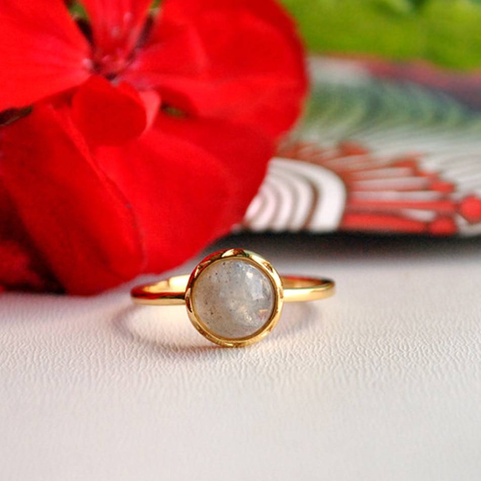 Women's Sterling Silver Ring with Labradorite Gemstone