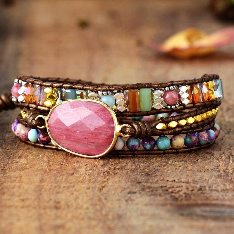 Natural Healing Stone Women's Wrap Bracelet