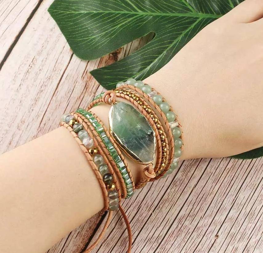 Natural Healing Stone Wrap Bracelet for Women