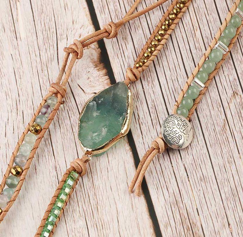 Natural Healing Stone Wrap Bracelet for Women