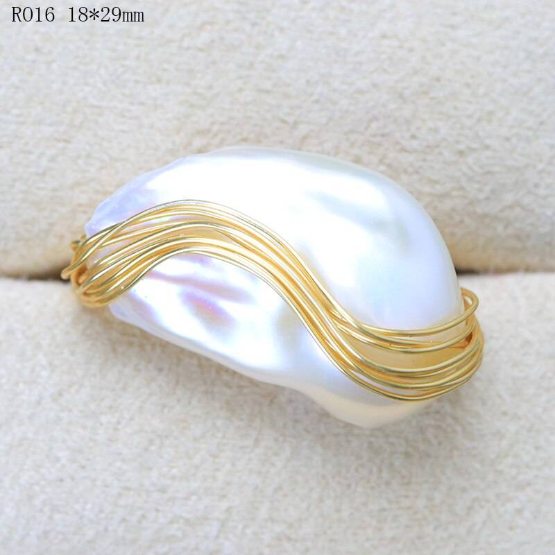 Sylish Handmade Natural Fresh Water White Pearl Ring for Women