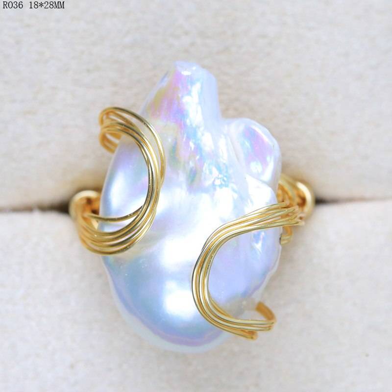 Sylish Handmade Natural Fresh Water White Pearl Ring for Women