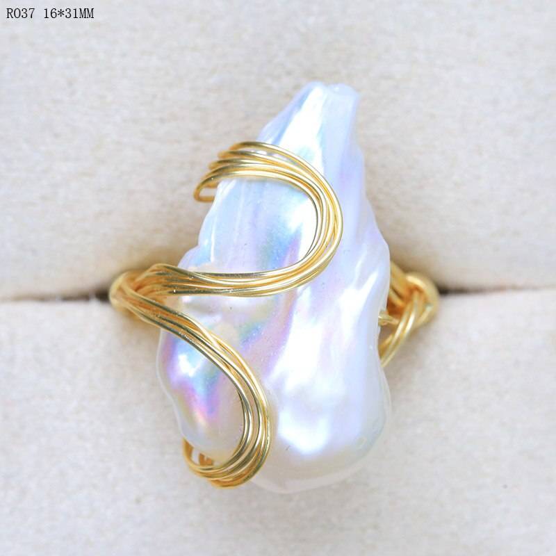 Sylish Handmade Natural Fresh Water White Pearl Ring for Women