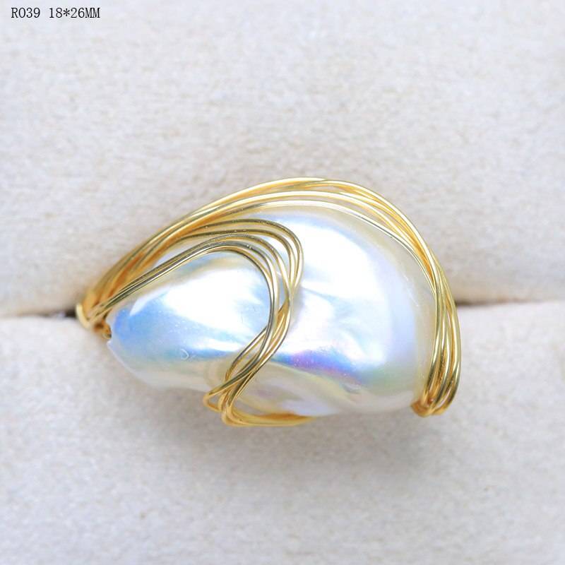 Sylish Handmade Natural Fresh Water White Pearl Ring for Women