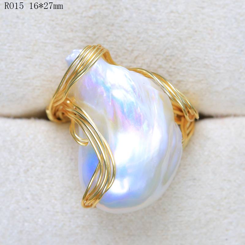 Sylish Handmade Natural Fresh Water White Pearl Ring for Women
