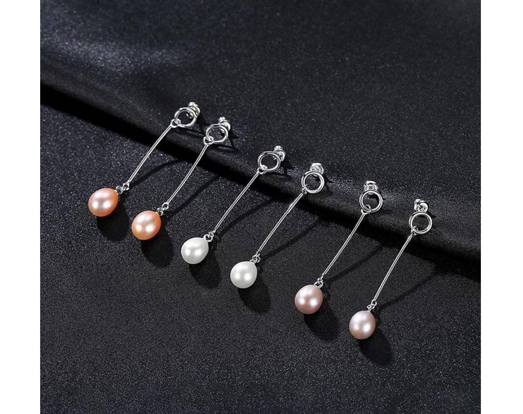 Women's 925 Sterling Silver Pearl Drop Earrings