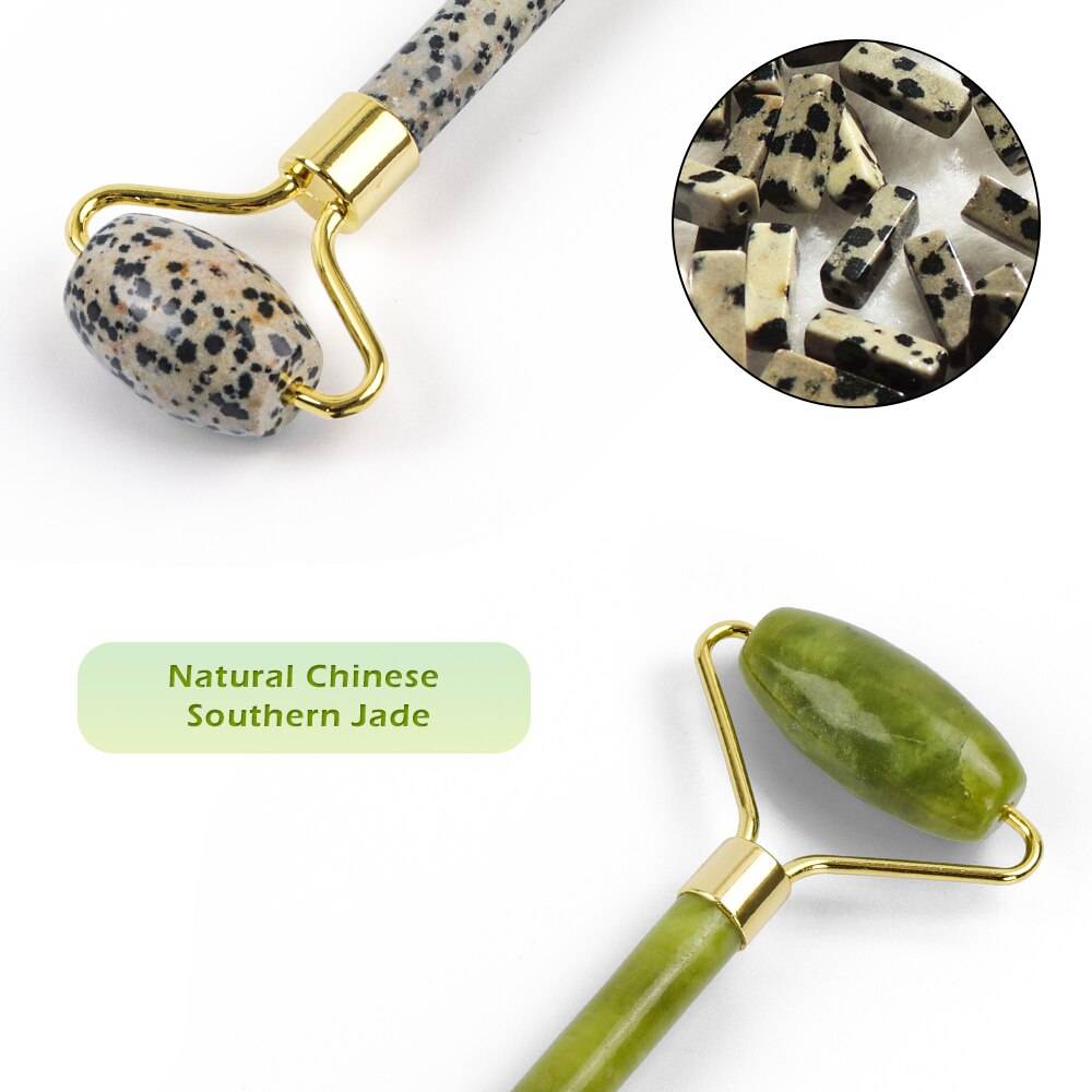 Colorful Massage Stone Roller with Gold Colored Handle