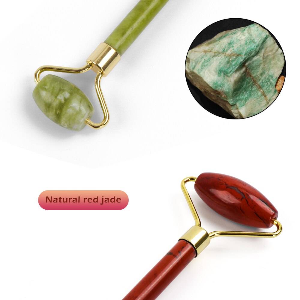 Colorful Massage Stone Roller with Gold Colored Handle