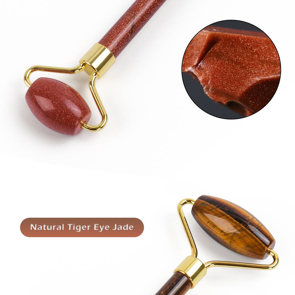 Colorful Massage Stone Roller with Gold Colored Handle