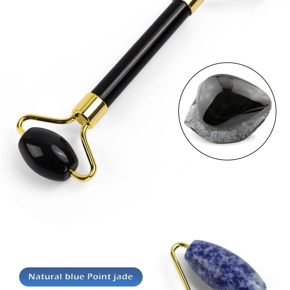 Colorful Massage Stone Roller with Gold Colored Handle