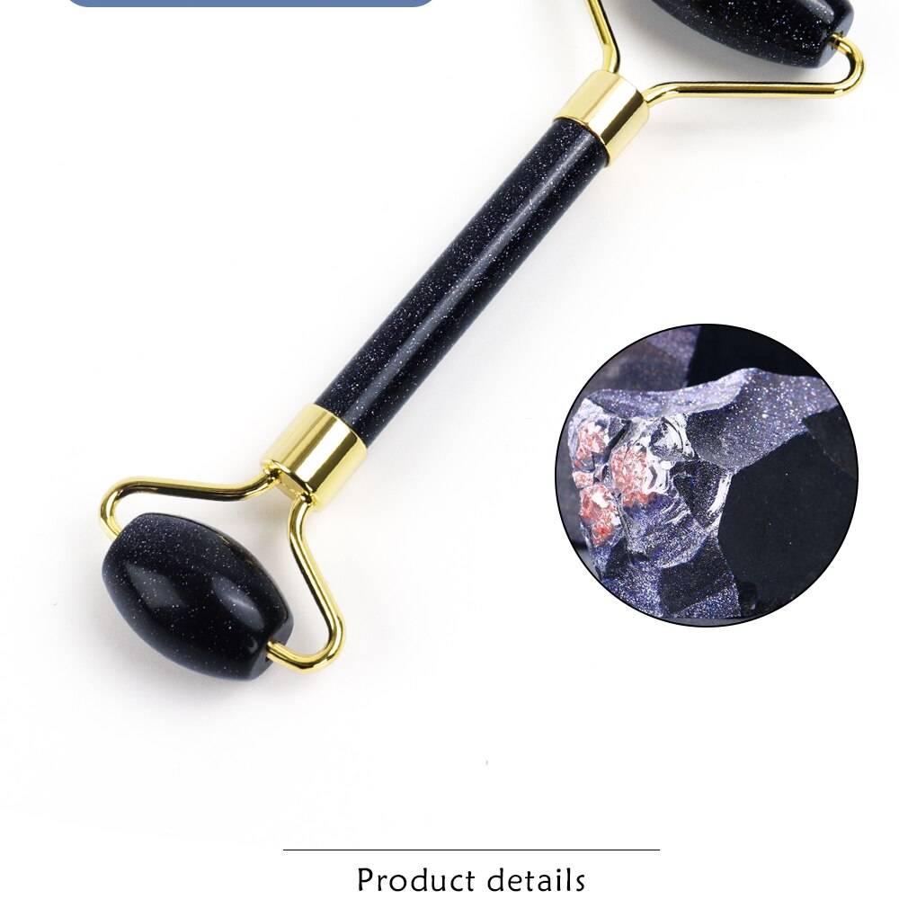 Colorful Massage Stone Roller with Gold Colored Handle