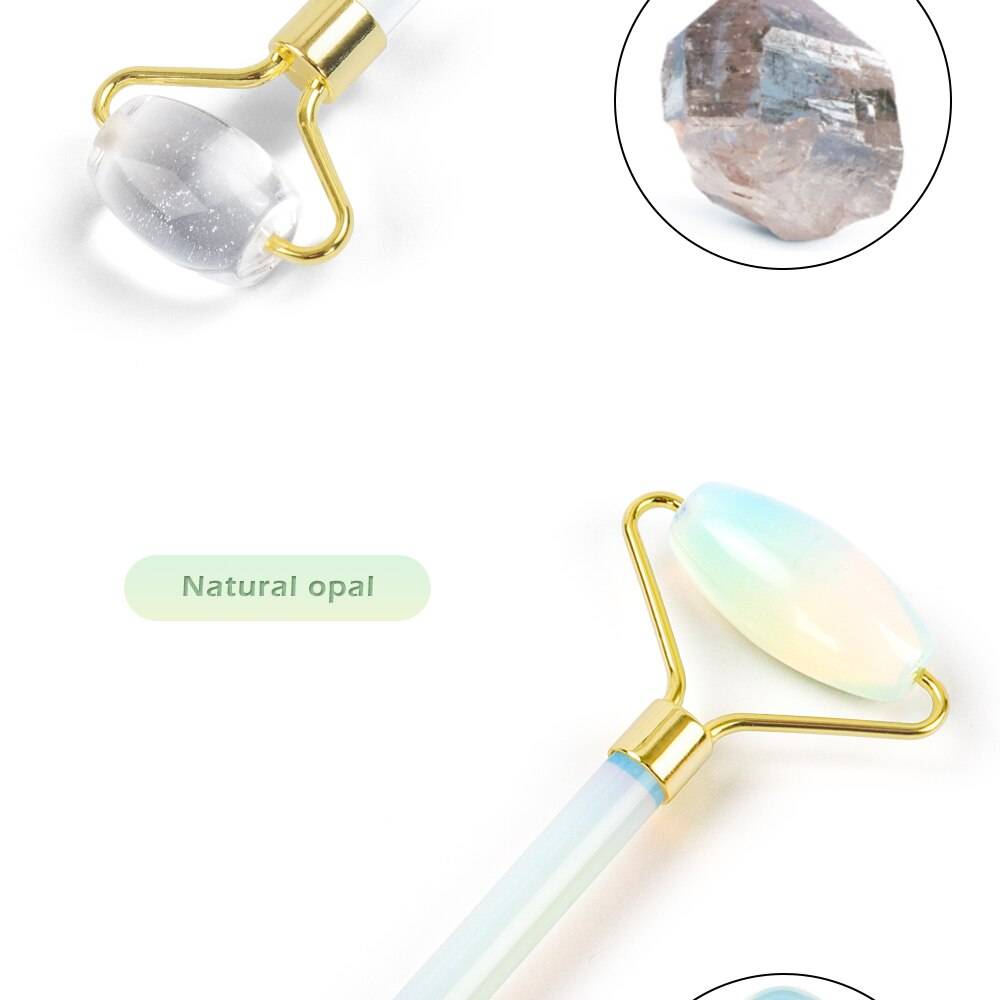 Colorful Massage Stone Roller with Gold Colored Handle