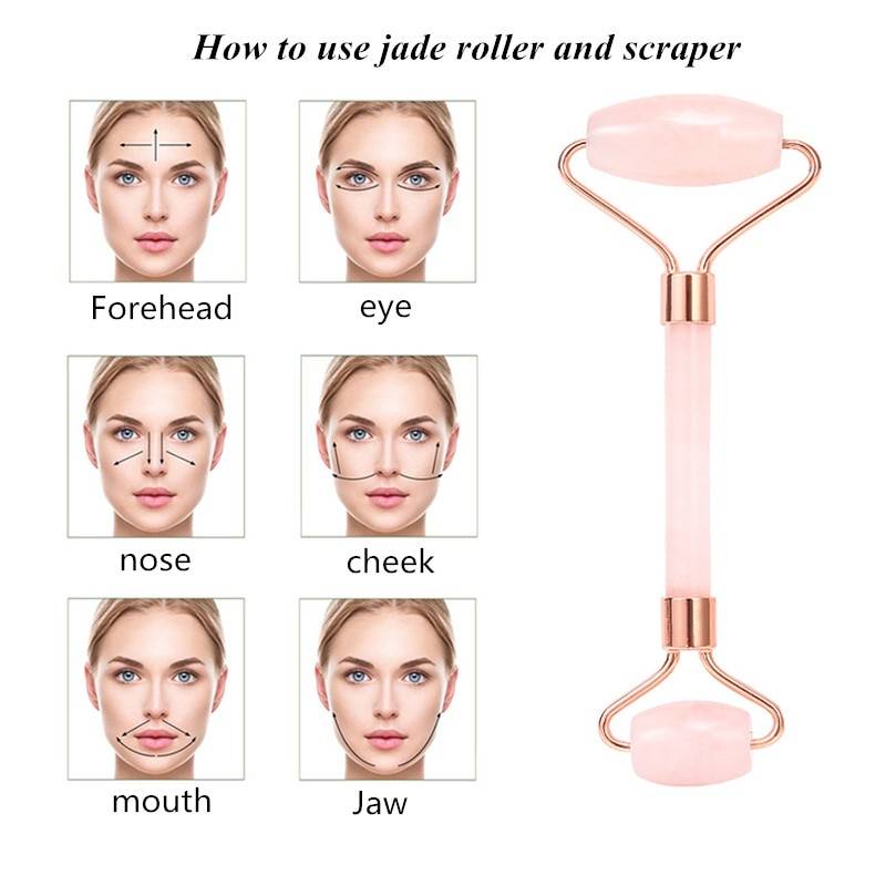 Rose Quartz Roller Massager for Face-Lifting